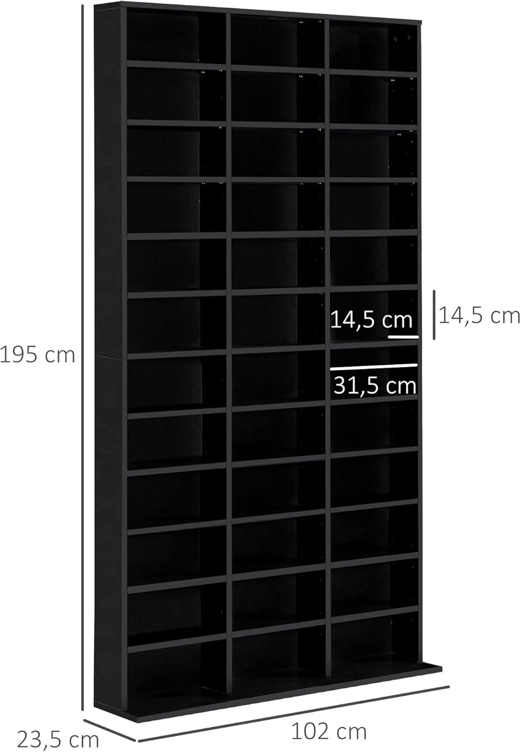 Thumbnail 2 de HOMCOM Rangements CD/DVD — Étagère polyvalente 102 x 23,5 x 195 cm, noir