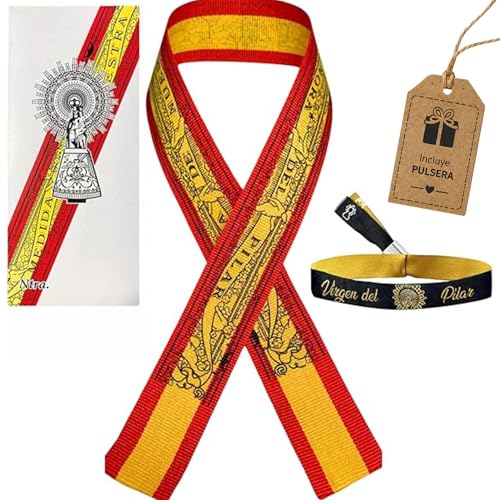 Detalle de Thulander Pulsera Virgen del Pilar de seda, ajustable y con colores de España