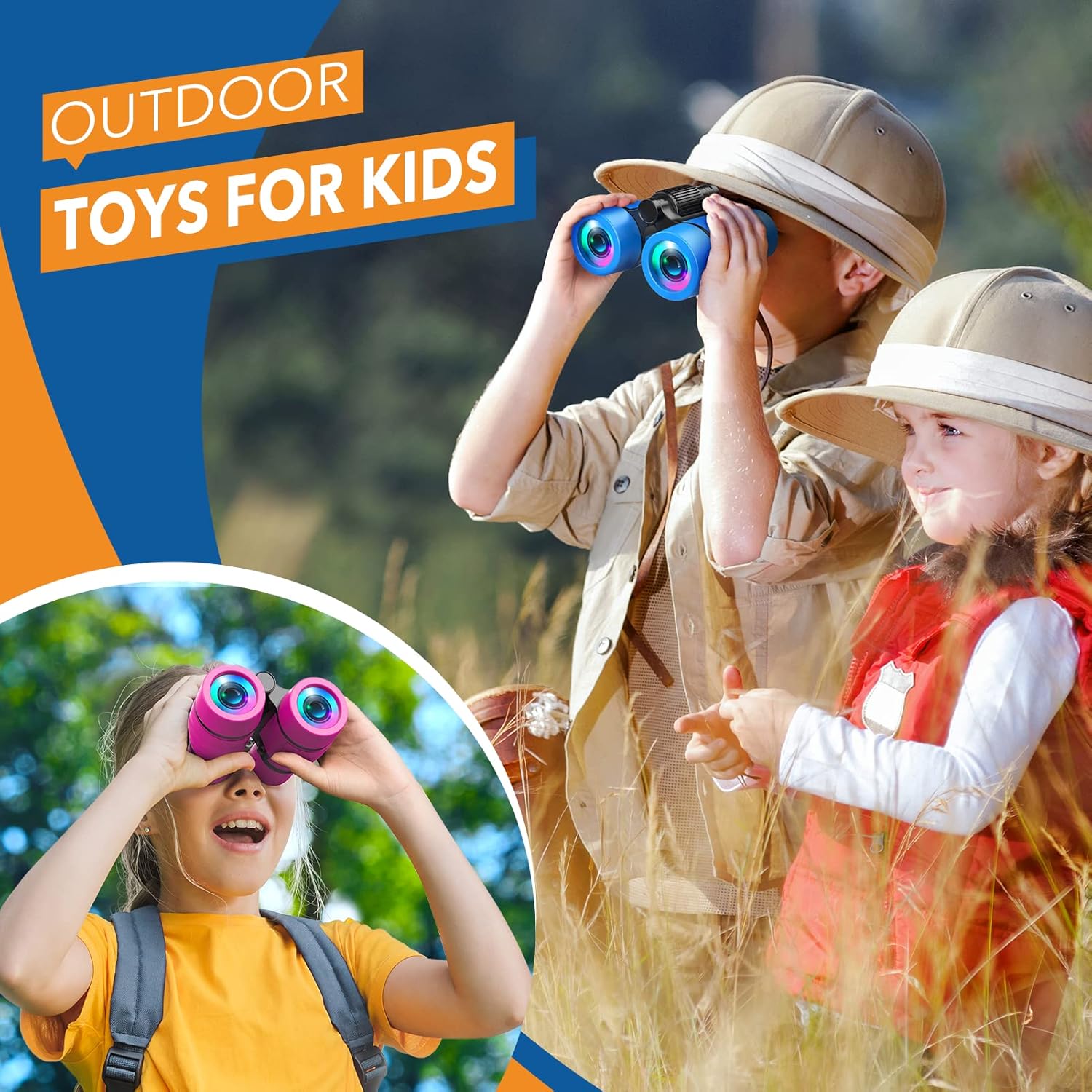 Detalle de Kids Binoculars 3–9 for Boys (4x magnification) – Early Christmas stocking filler with carry bag & strap