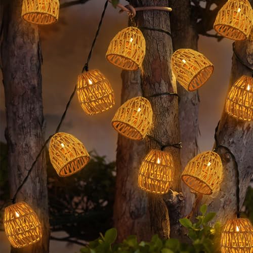 Thumbnail 7 de Oneshlee 10 Stück LED Solar Lichterkette Außen – 3,6 m, IP65, Papierseil, warmweißes Licht