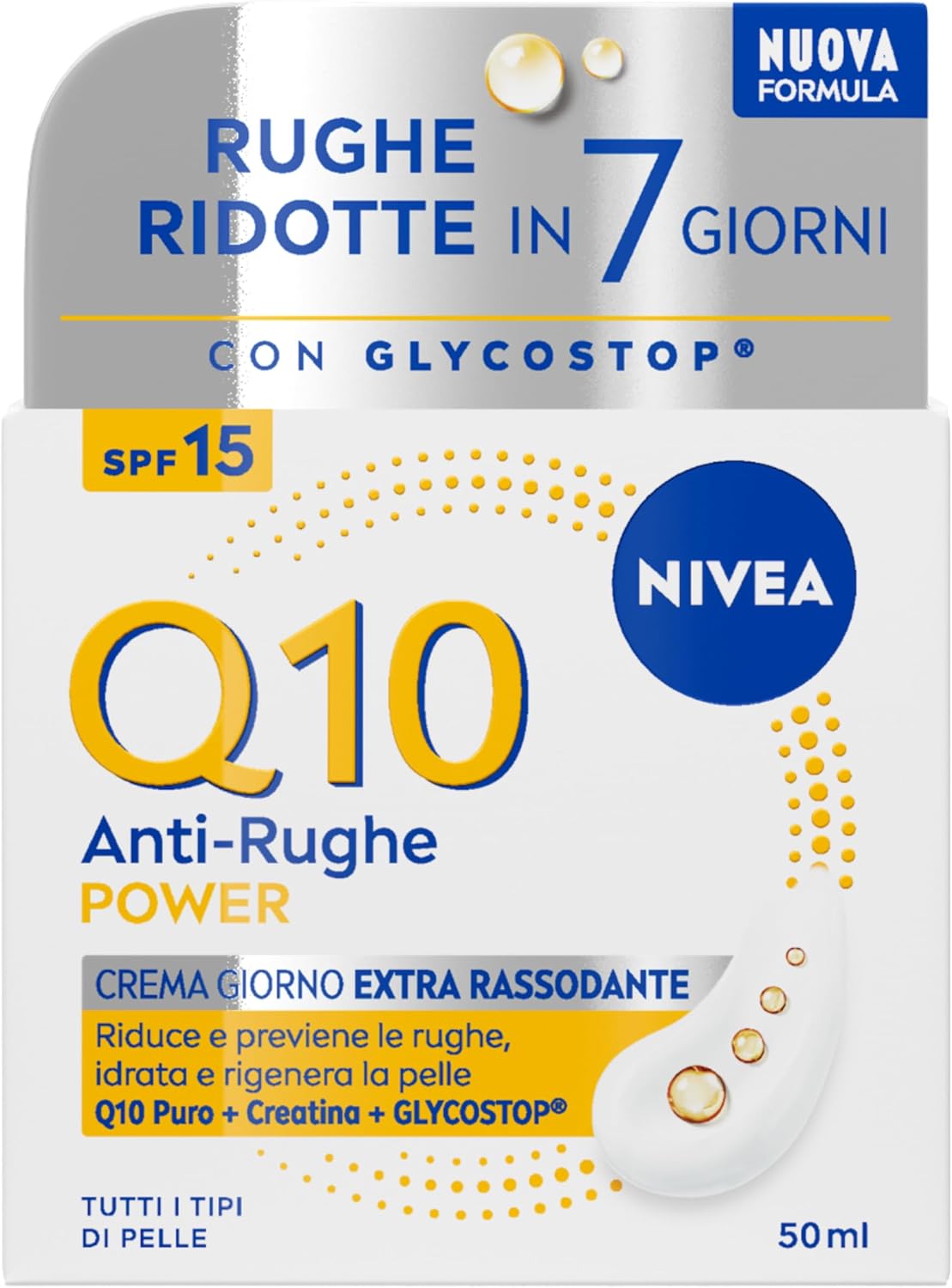 Detalle de NIVEA Q10 Anti-Rughe Power Crema Giorno Extra Rassodante SPF15 (50 ml): crema viso idratante e lifting immediato