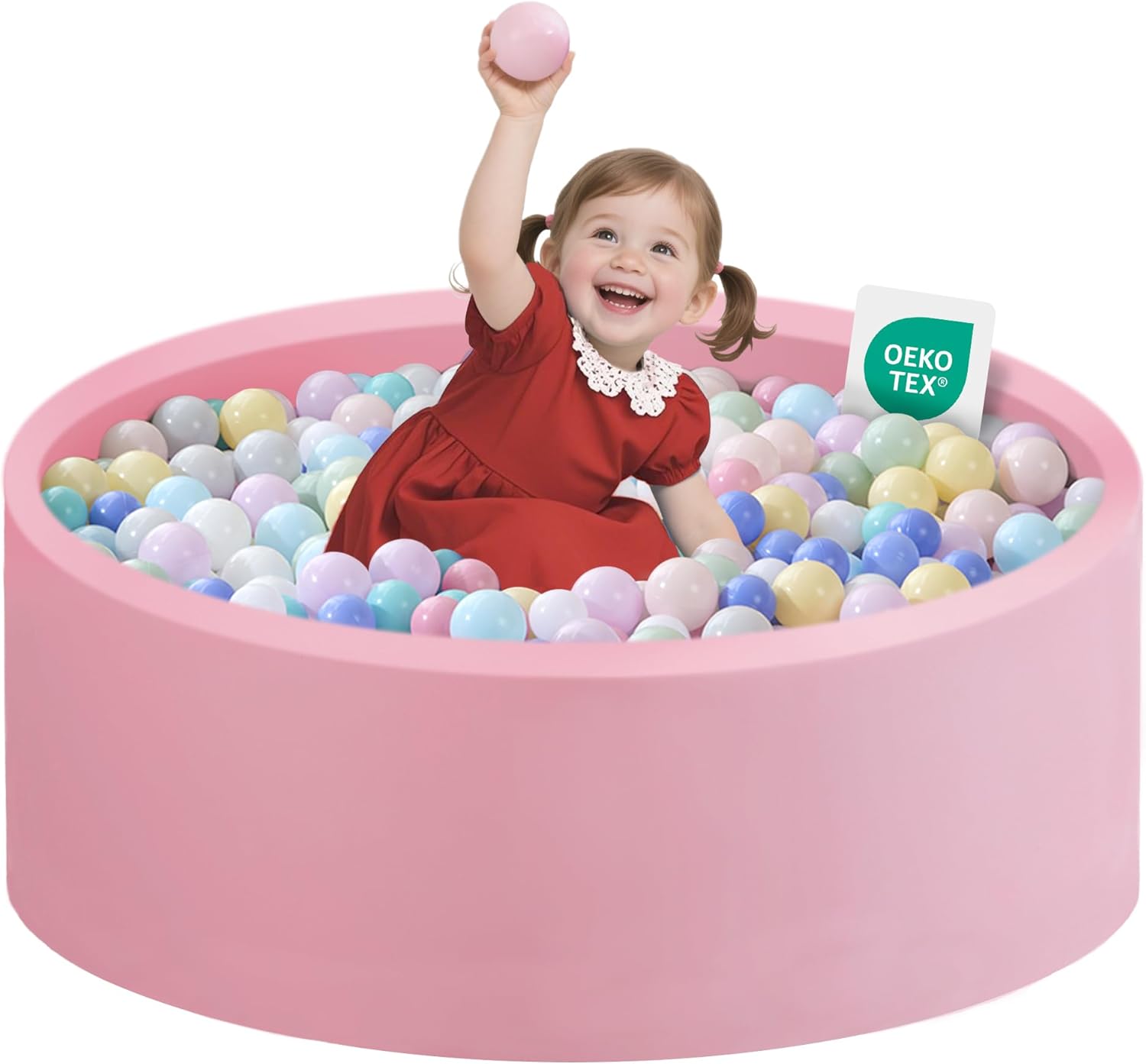 Zedachica Ball Pit for Toddlers (Pink) – 35.43" x 11.81" Memory Foam Ball Pit, No Balls Included