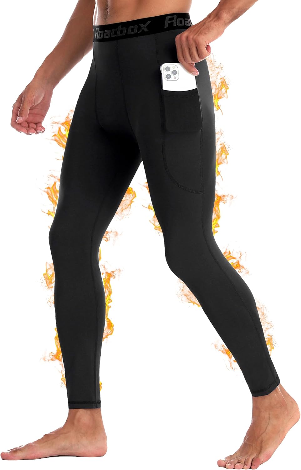 Detalle 2 de Roadbox Men's Thermal Compression Pants with Fleece Lining and Pockets