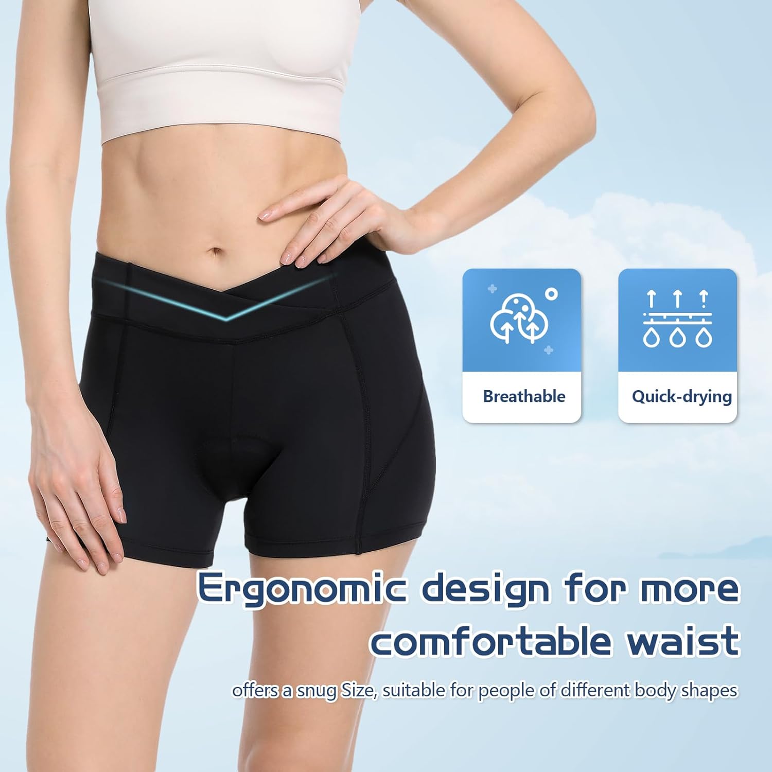 Detalle de Homord Pantaloncini da donna ciclismo con imbottitura 4D: design a V, comfort e traspirabilità