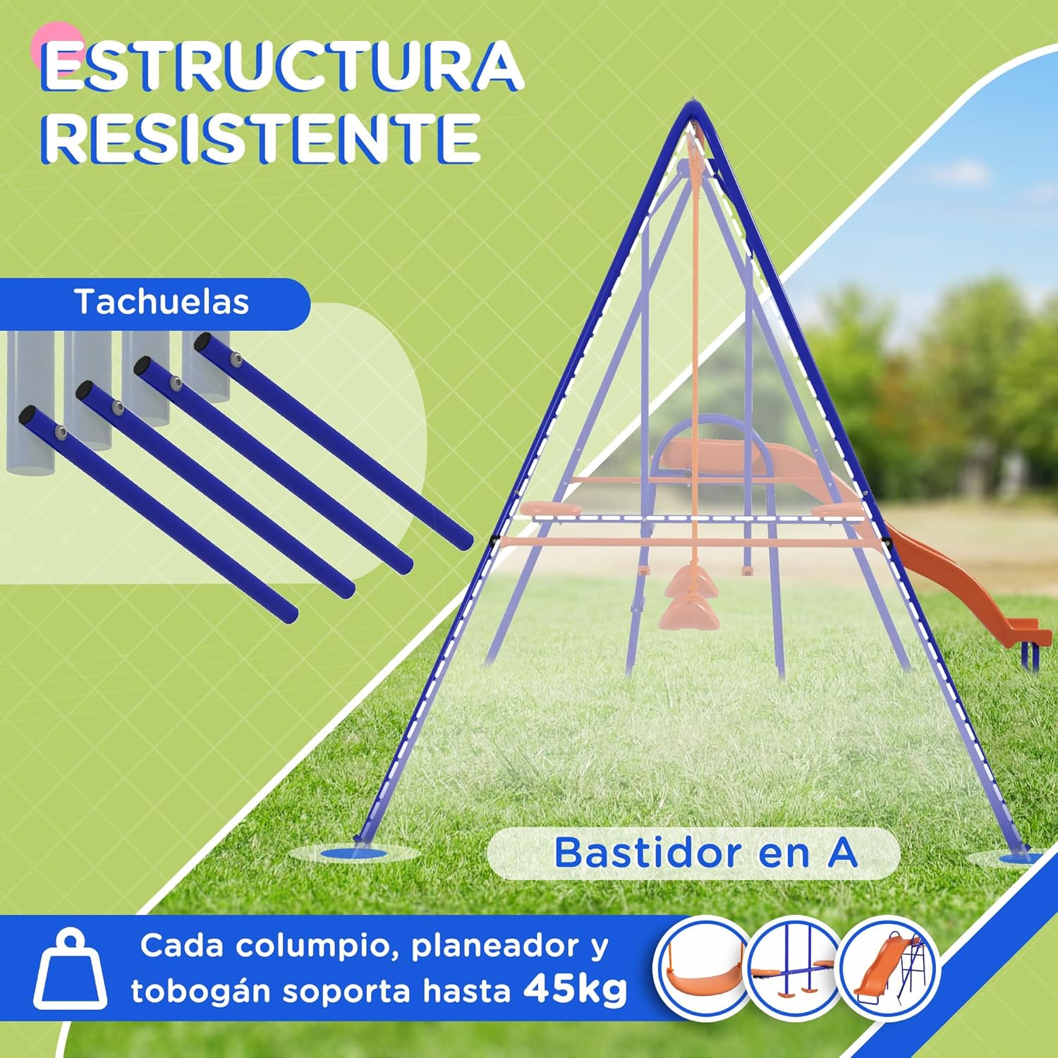 Detalle 2 de Outsunny Columpio Infantil 4 en 1 367 cm