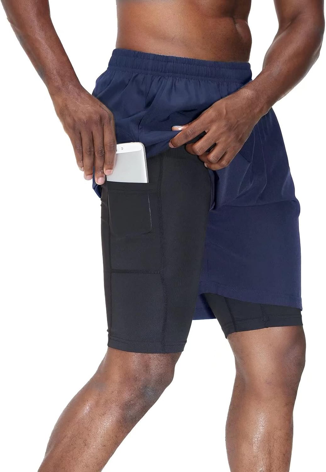 Thumbnail 5 de HMIYA Herren 2 in 1 Shorts: Kompressionsshorts mit Reißverschlussfach – schnelle Feuchtigkeit ableitend, vielseitig einsetzbar