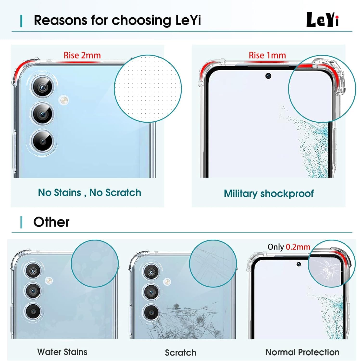 Thumbnail 5 de Coque LeYi ultra mince pour Samsung Galaxy A54 5G transparente avec 2 verres trempés