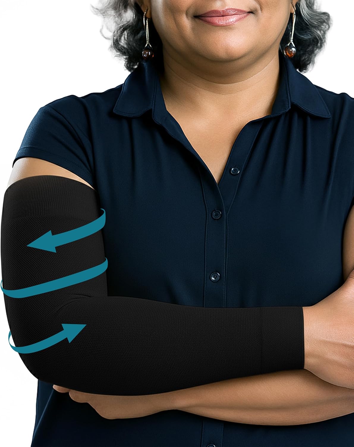 Detalle de KEMFORD Lymphedema Compression Arm Sleeves for Women, 15–20 mmHg, UPF 50+
