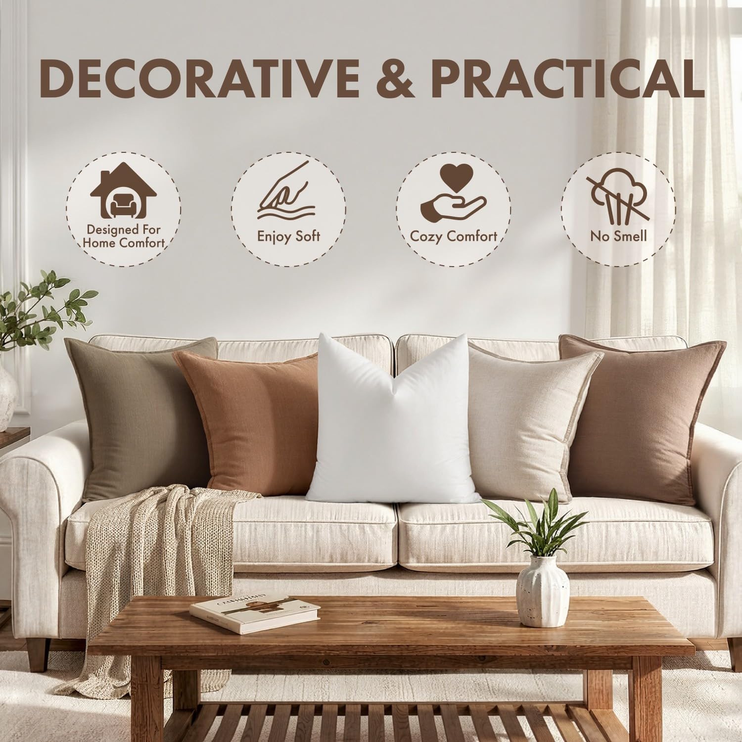Detalle 1 de MIULEE 28 x 28-Inch Euro Pillow Insert, Cotton Cover, Down-Alternative Fill