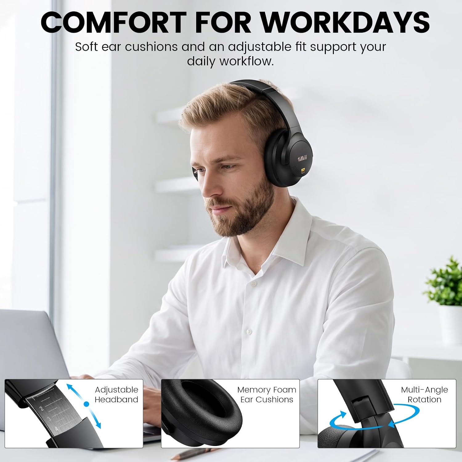 Thumbnail 6 de 1Mii Y8+ Noise Cancelling Headphones 100H
