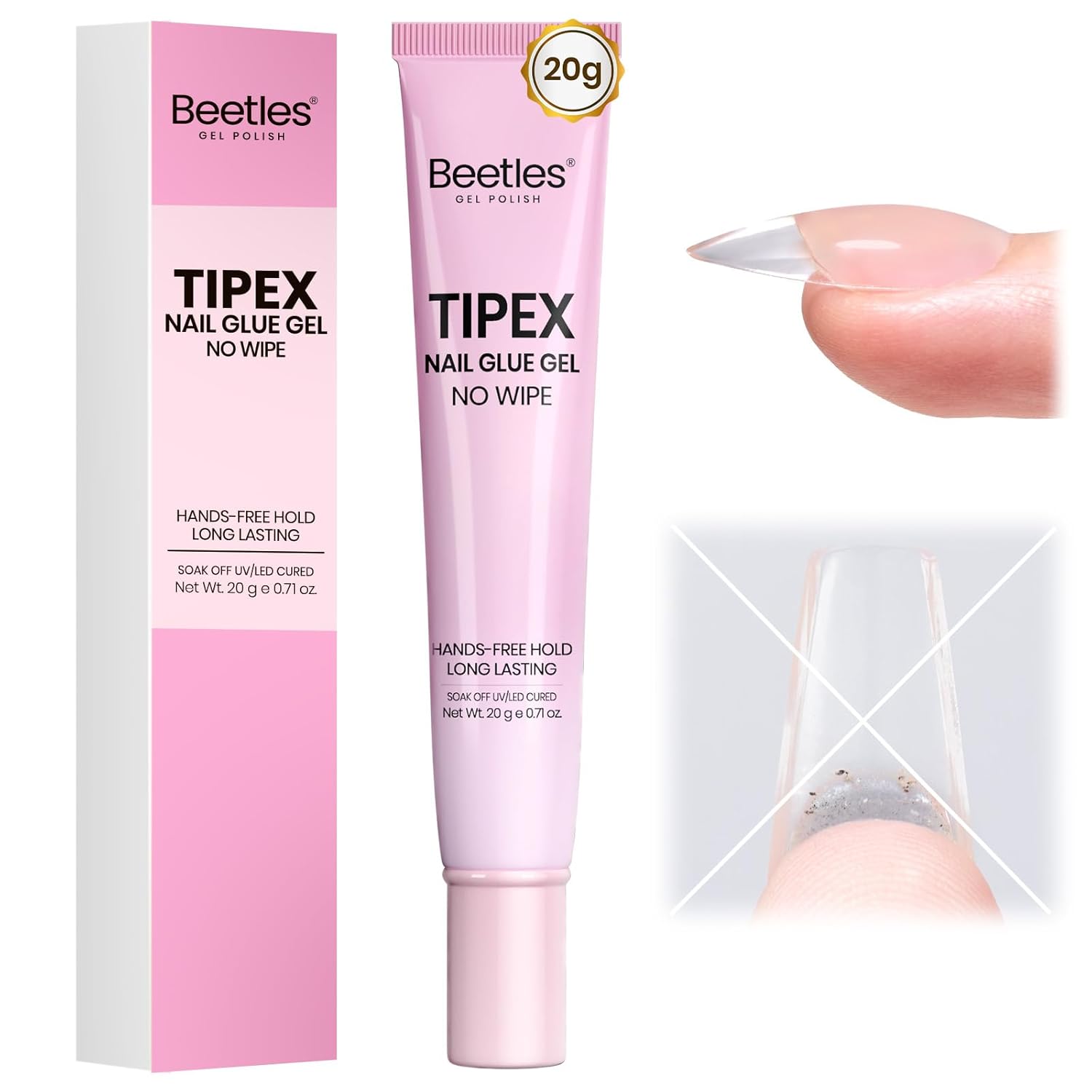 Detalle de Beetles 20g Tipex Nail Glue Gel – No Wipe, No Hold, For Tipex Instant Apex Tips