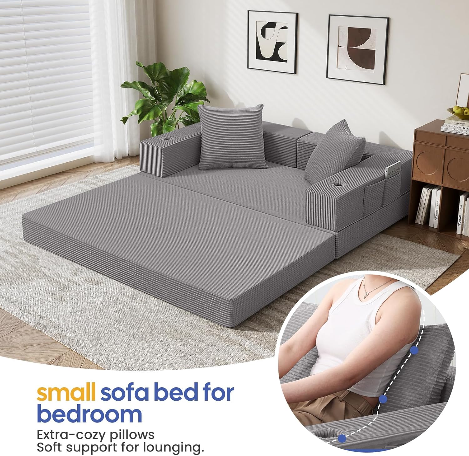 Thumbnail 3 de COMAX 4-in-1 Futon Sofa Bed: Space-Saving Convertible Couch for Small Living Spaces