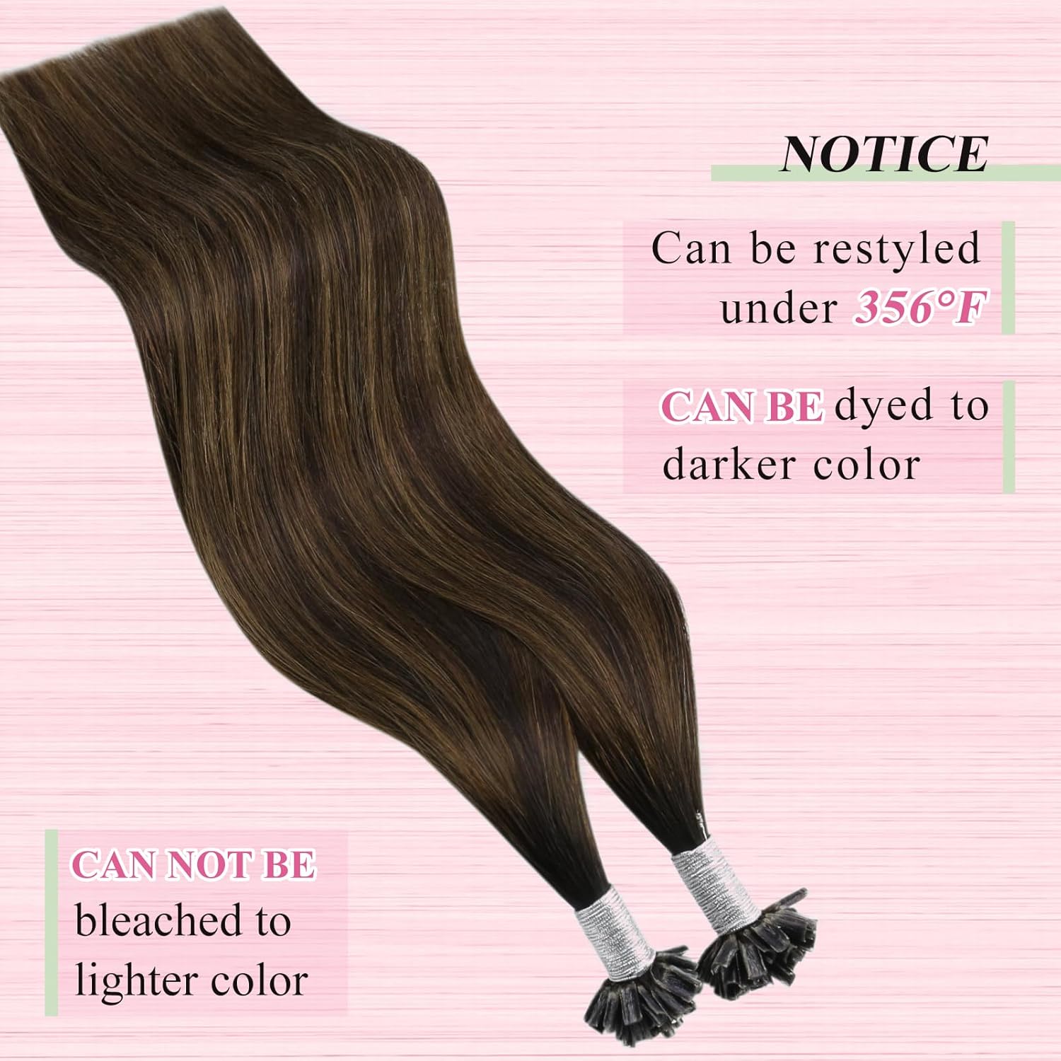 Detalle de YoungSee 60 cm Echthaar Extensions U-Tip Bondings Braun Ombre – Natürliche Länge, sanfter Keratinbond