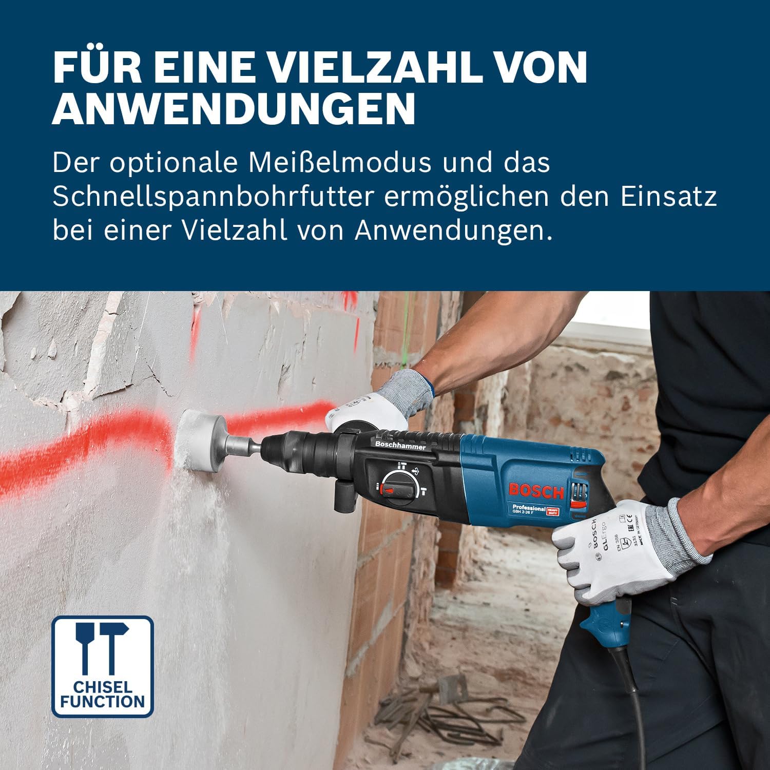 Thumbnail 3 de Bosch Professional Bohrhammer GBH 2-26 F (830 Watt, SDS-plus, im Handwerkoffer) – vielseitig für täglich auf der Baustelle