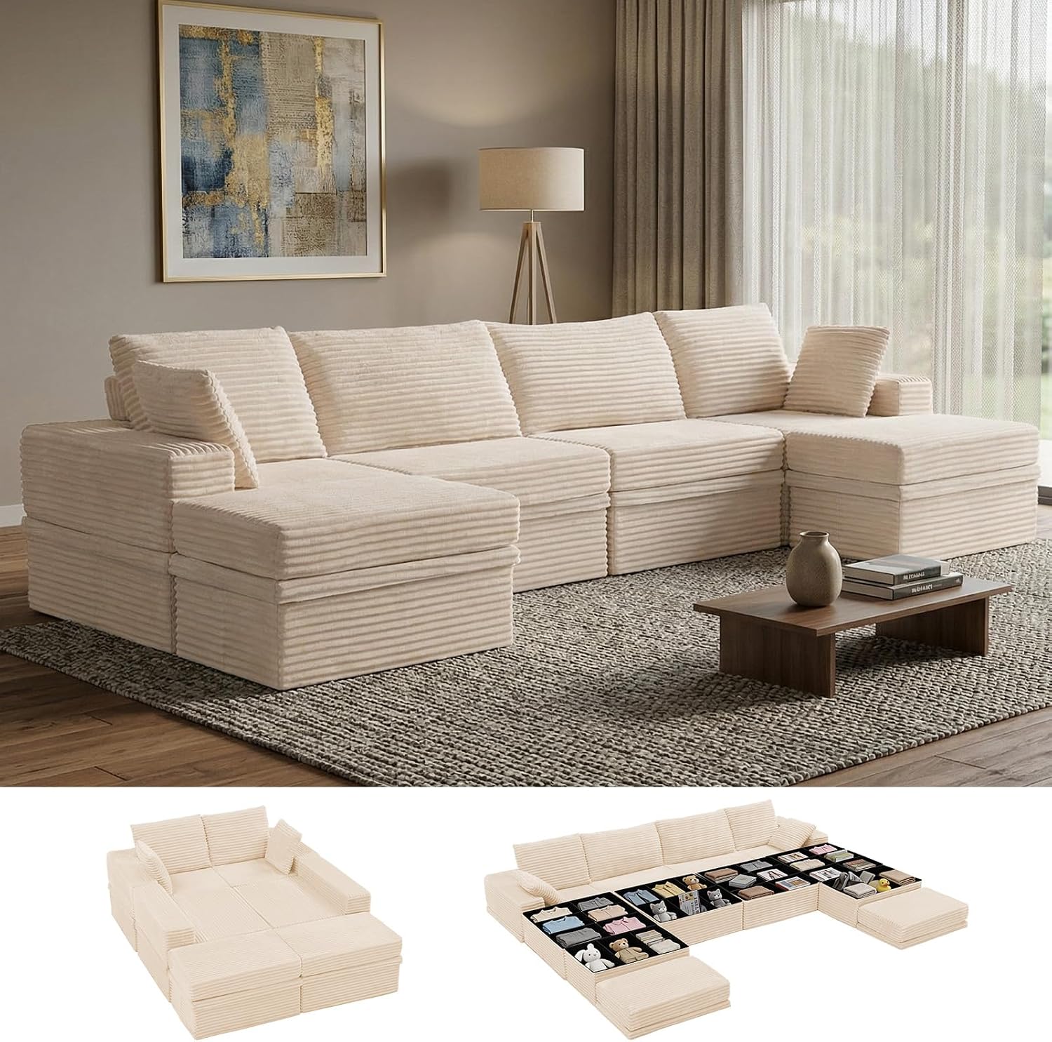Detalle de NABUMI Modular Sectional Sofa, 142-inch