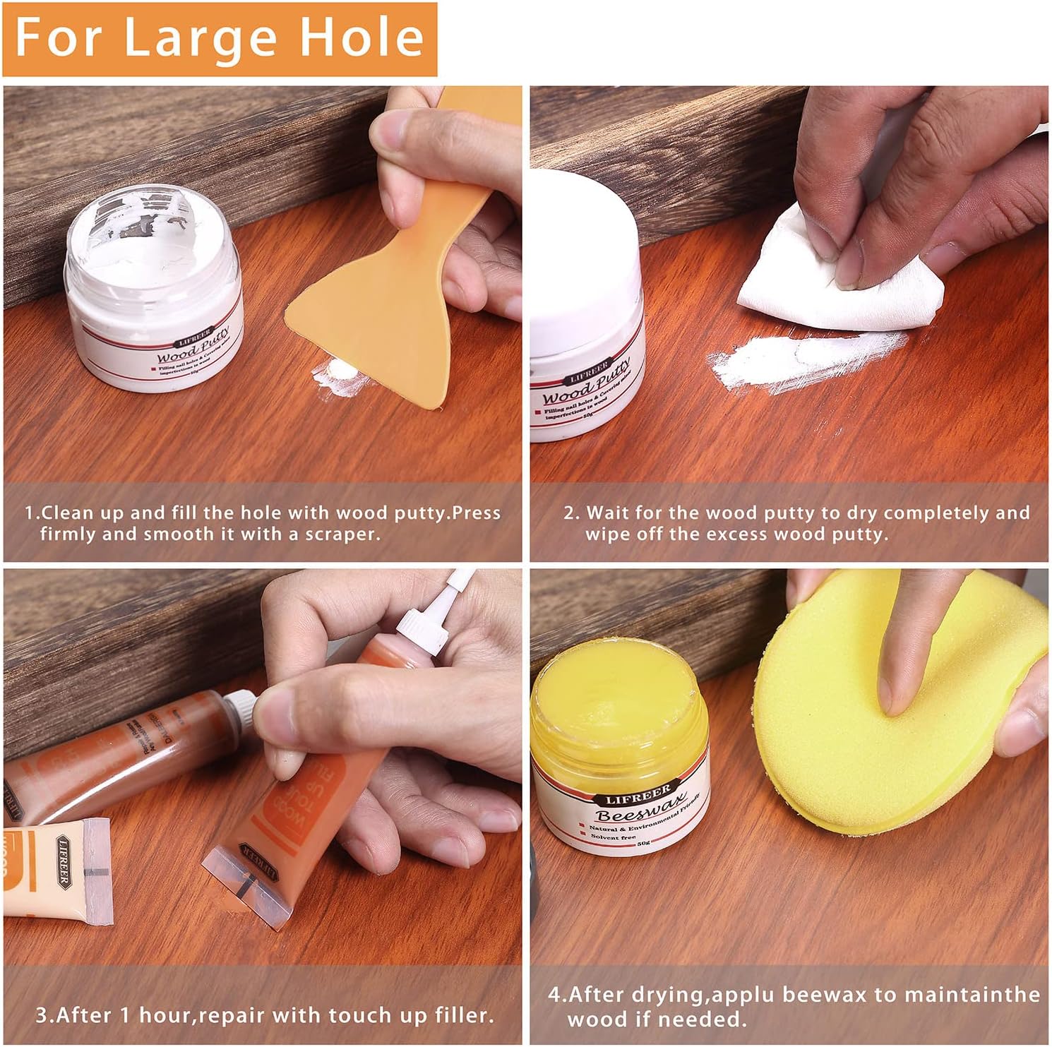 Thumbnail 5 de Laminate Floor Repair Kit with Beeswax Wood Filler – Scratch, crack & hole repair set