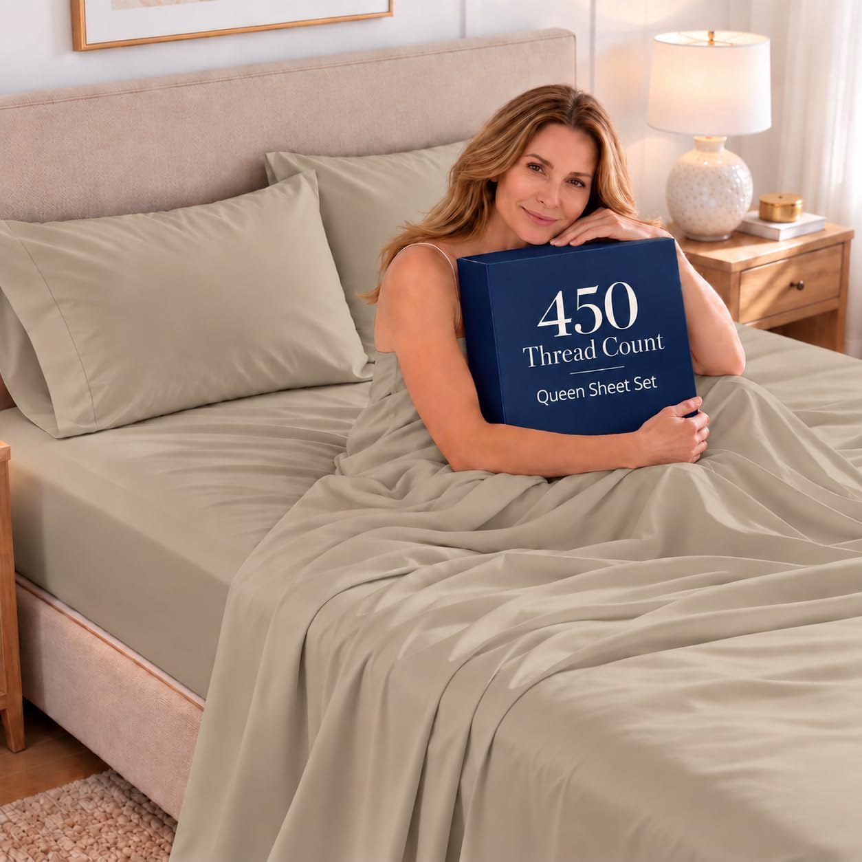 Detalle de Cotton Bed Sheet Set, 450 Thread Count