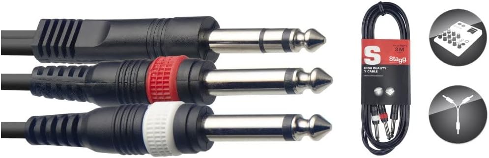 Detalle de Stagg SYC3/PS2P E Y-splitterkabel, 2 jackaansluitingen naar stereo-jack, 3 m