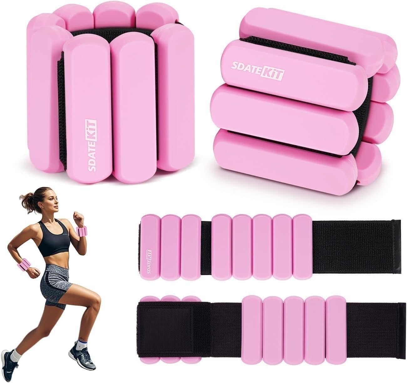 Detalle de SDATEKIT Wrist and Ankle Weights for Women & Men (2-Pack, 1 lb Each) Adjustable Silicone Wearable Weights