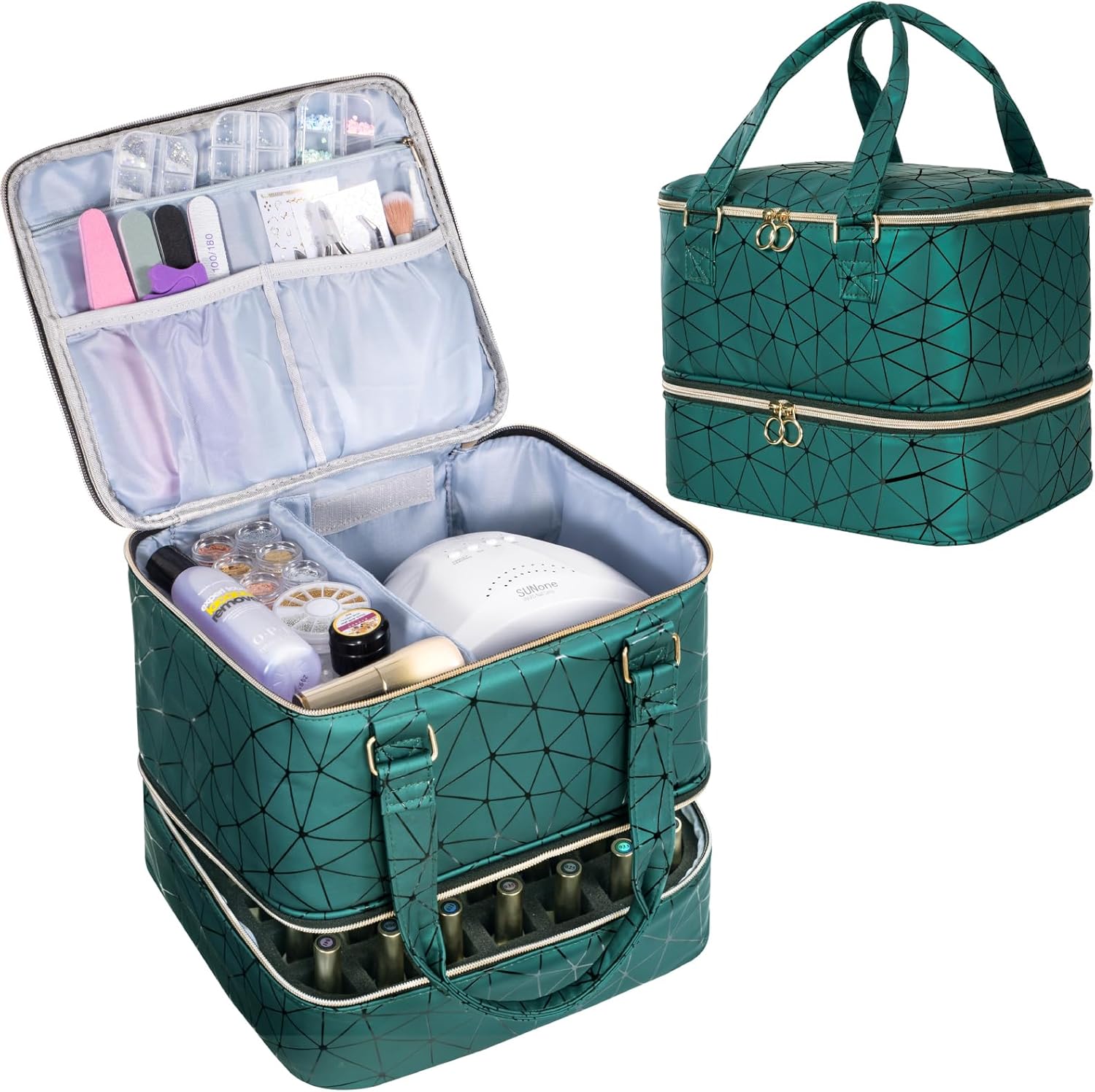 Thumbnail 6 de Uross Nail Polish Organizer Bag (holds 42 bottles) — Black nail storage case for polish and nail tools