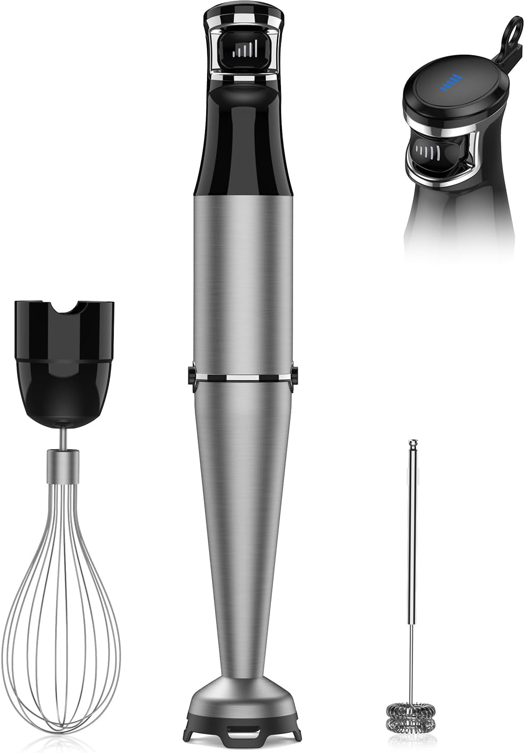 Turelar Immersion Blender Handheld 1100W – 3-in-1 Set with Trigger Speed Control, Whisk, and Milk Frother