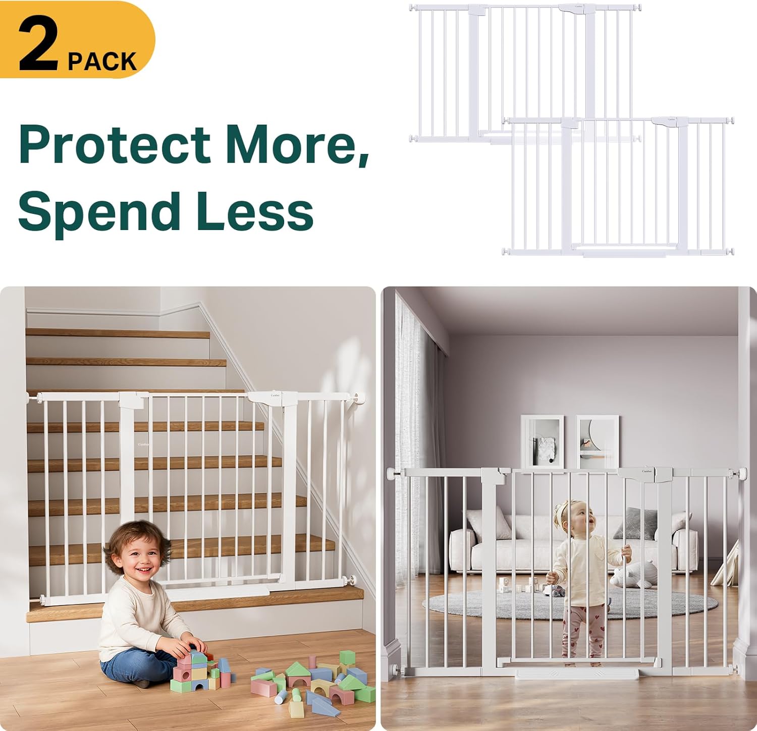 Thumbnail 1 de Cumbor 2 Pack Extra Wide Baby Gate 29.7"-51.5" Doorways