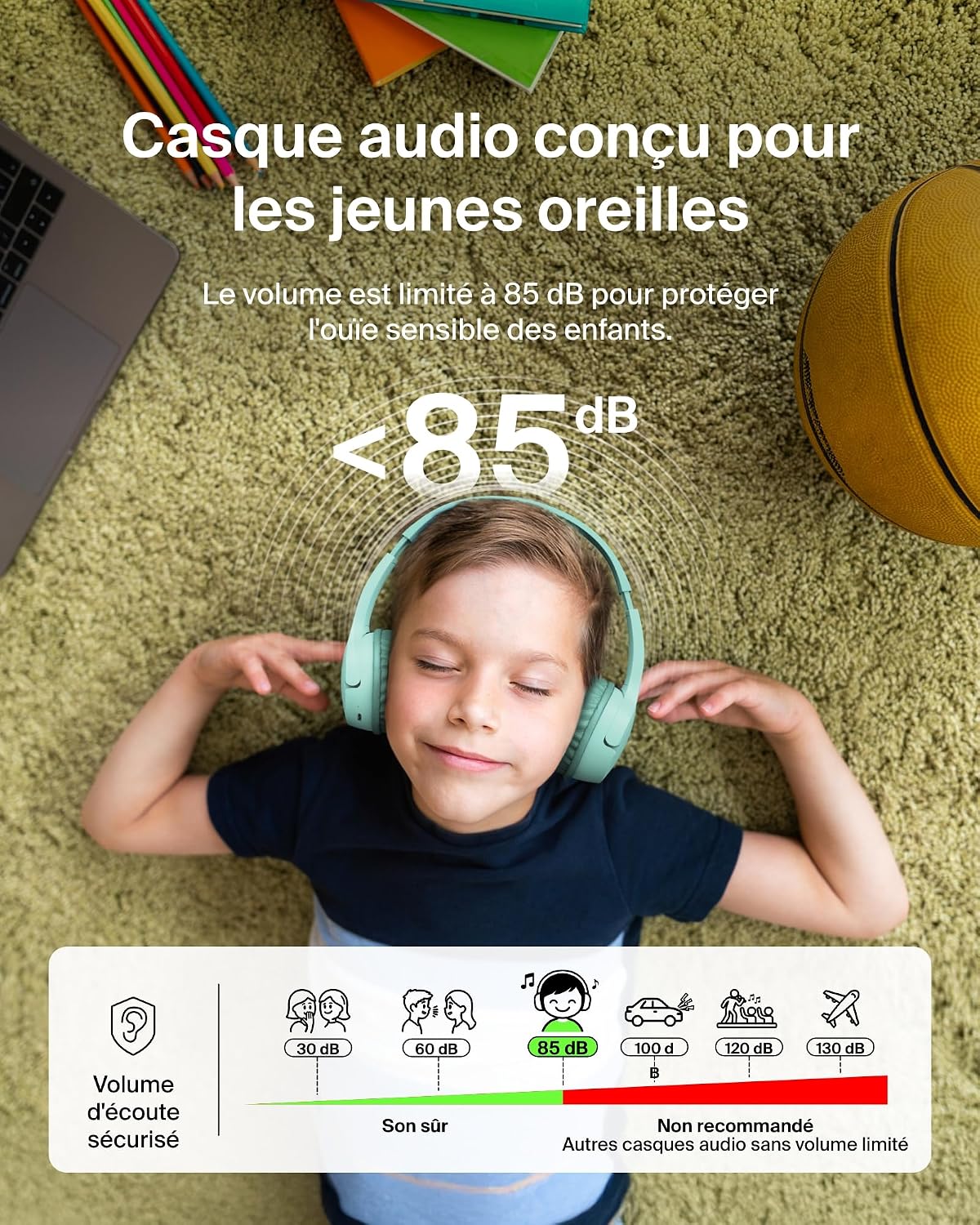 Thumbnail 2 de Belkin SoundForm Mini Casque Audio pour Enfants Vert