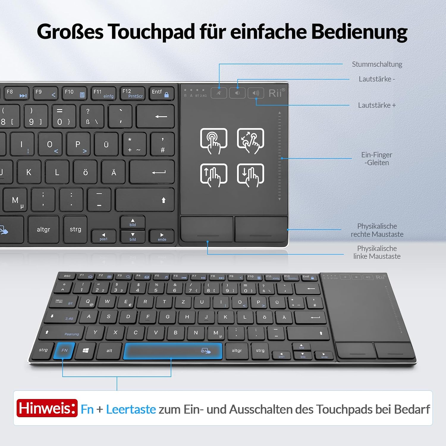 Thumbnail 1 de Rii Kabellose Tastatur 385 g