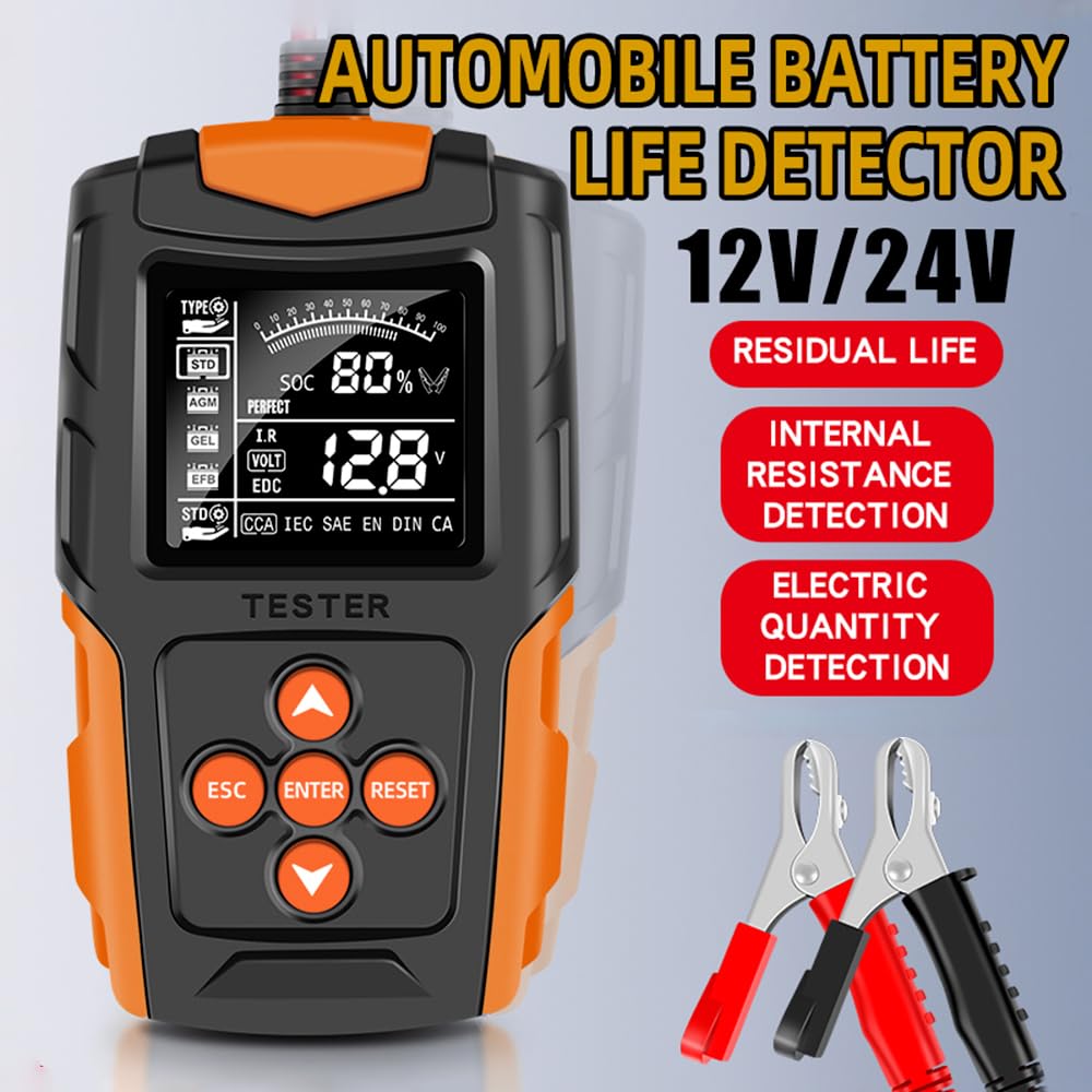 Detalle de Heemol 12 V/24 V accutester met lcd voor auto- en voertuigaccu’s