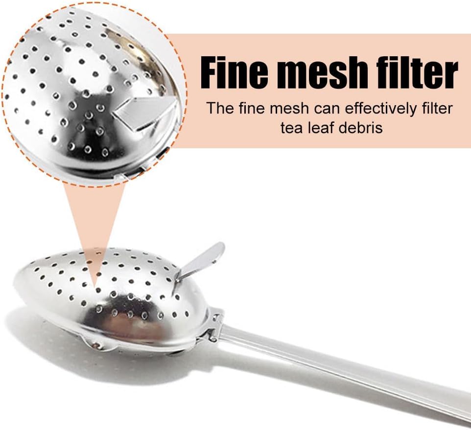 Detalle de Tea Infuser, 2PCS Long Handle Tea Strainers with Fine Holes 304 Stainless Steel Spoon Shape Filters for Teapots Cups Mugs