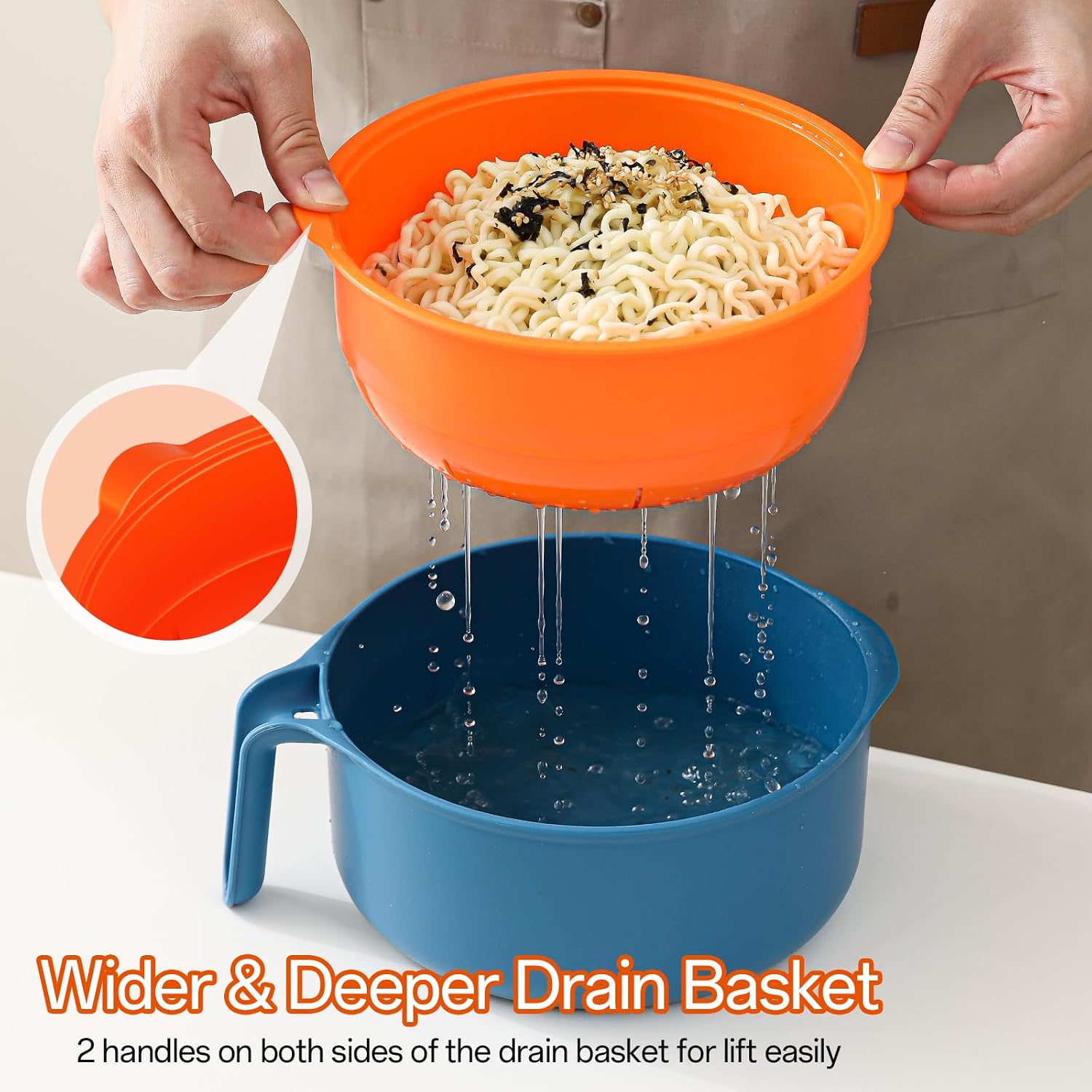 Detalle 2 de MEACOLIA rb 50 oz Microwave Ramen Cooker Bowl with Lid and Strainer
