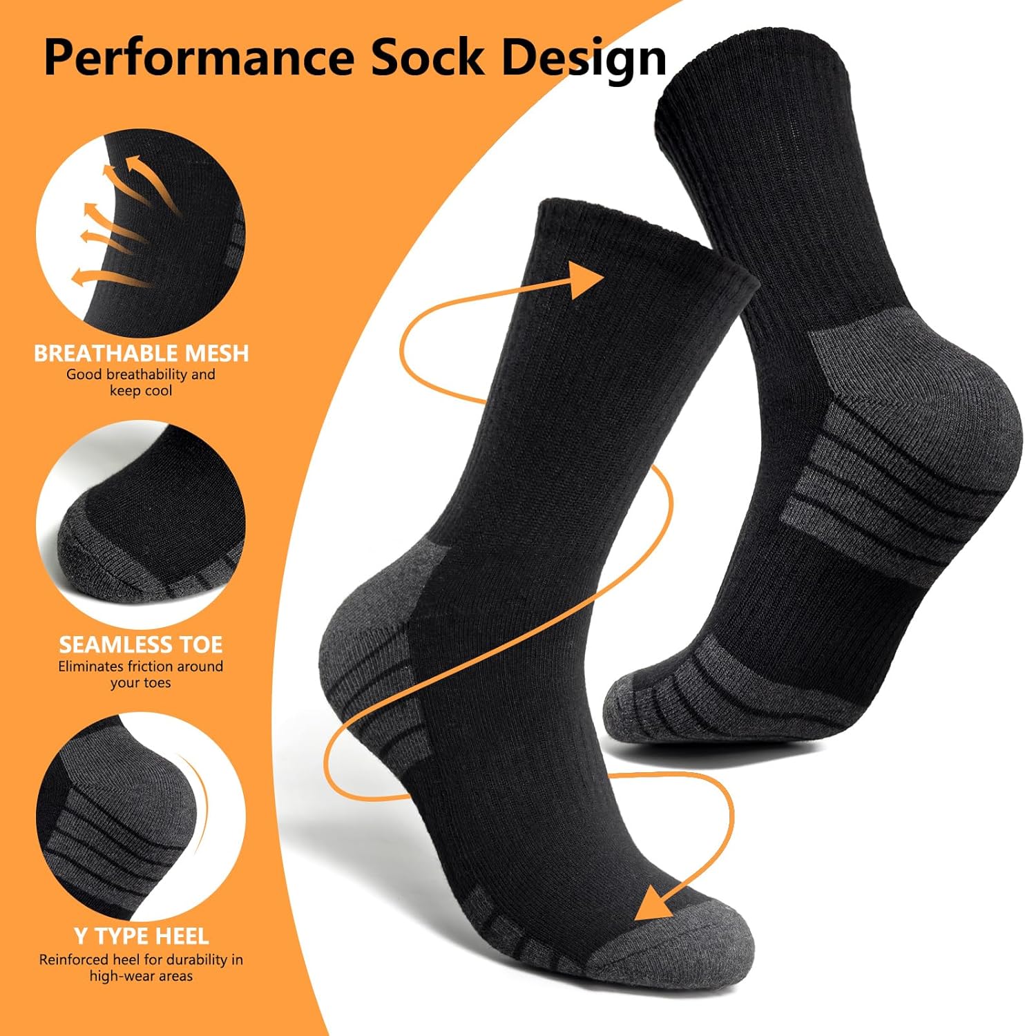 Detalle 2 de Yinqier Mens Thermal Socks 6 pairs — hiking socks