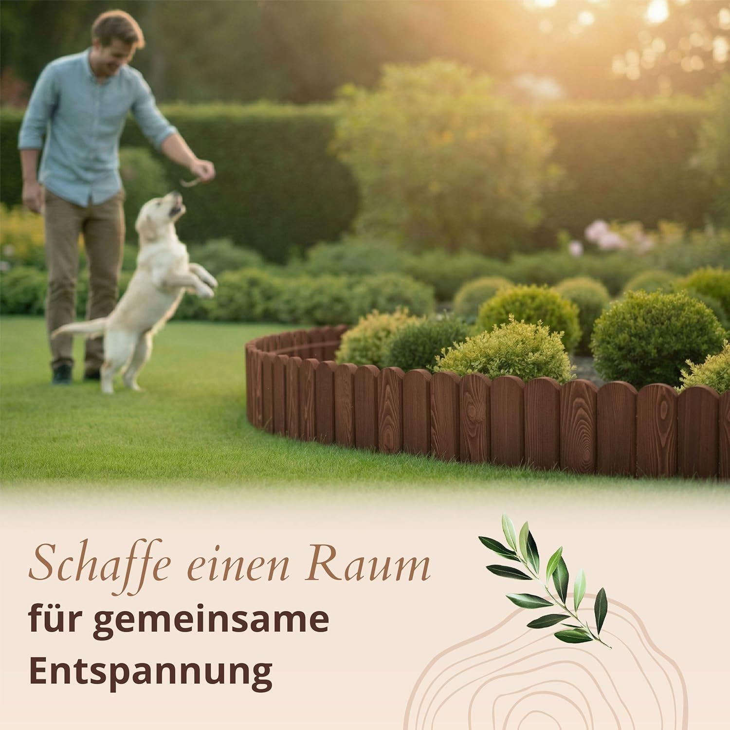 Thumbnail 5 de Floranica Beetumrandung Beeteinfassung 20 x 200 cm Braun – flexibler Rollborder aus Holz