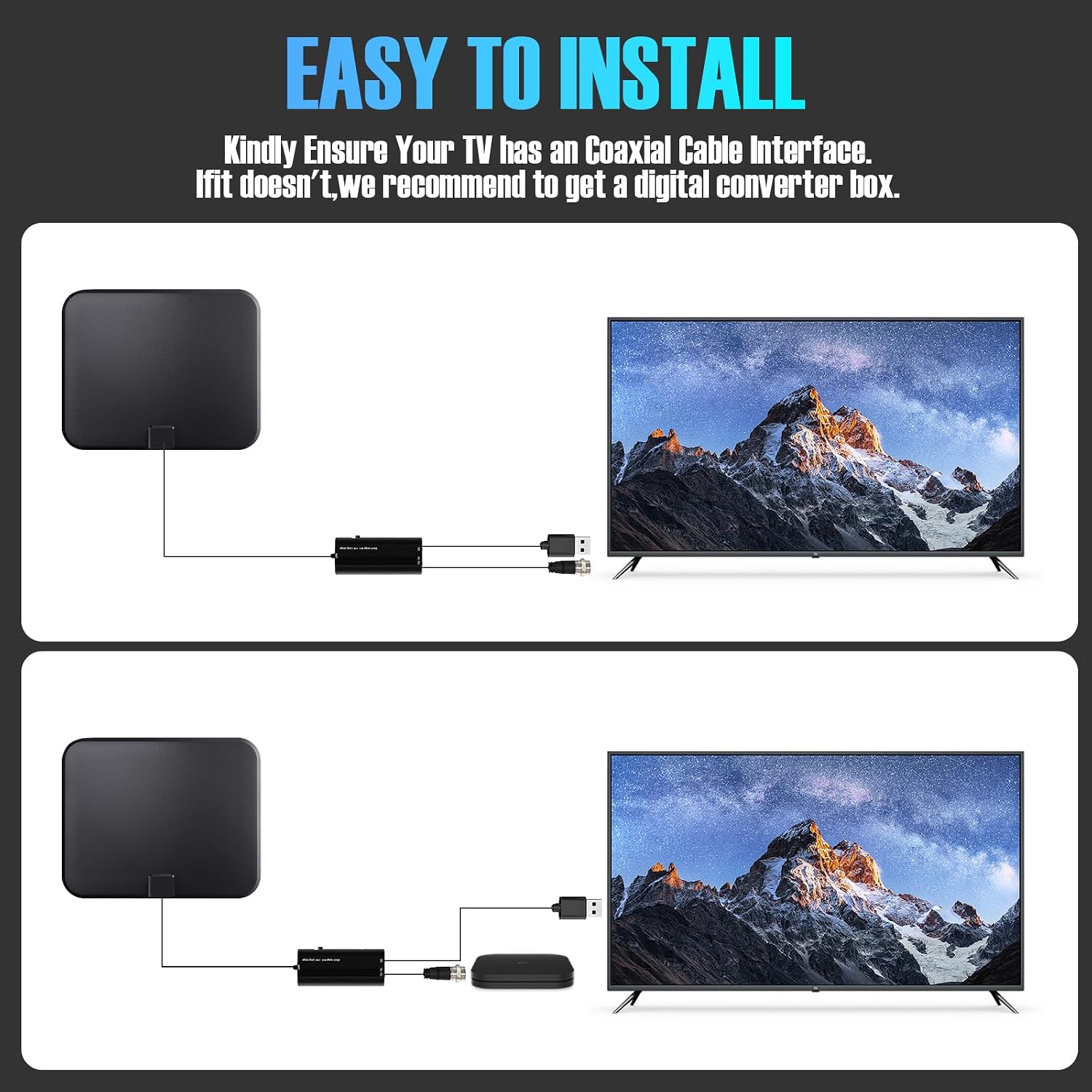 Thumbnail 6 de TV Antenna for Smart TV Indoor with 250-Mmile Range and 18ft Coax Cable