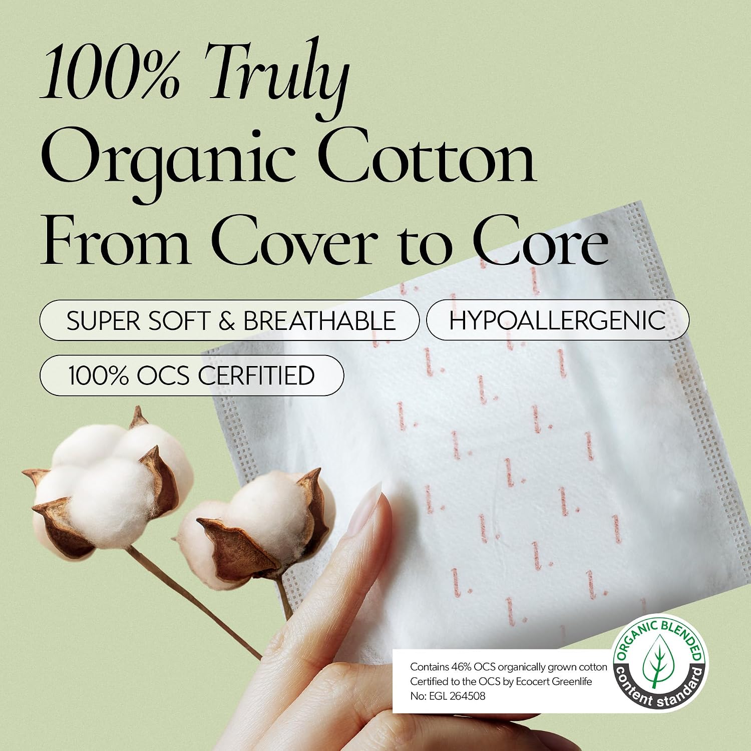 Thumbnail 1 de INERTIA The Prism Super – Truly Organic Ultra Thin & Leak-Proof Organic Cotton Pads with Wings (40 Count)