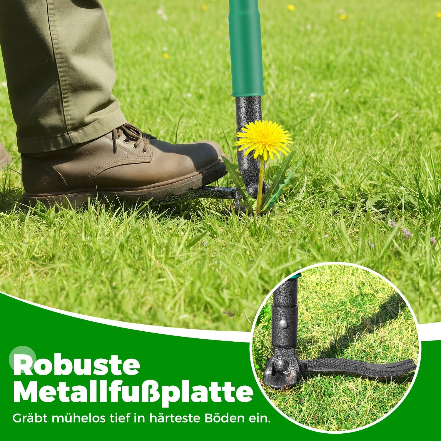 Thumbnail 5 de Allsetool Unkrautstecher mit 111 cm Stiel, 2 Auswurffunktionen und Bambusgriff