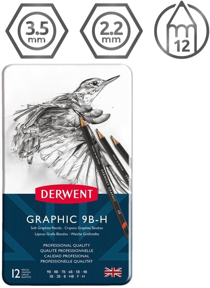 Detalle de Derwent 34215 Lápices de Grafito Blando para Ilustración ✏