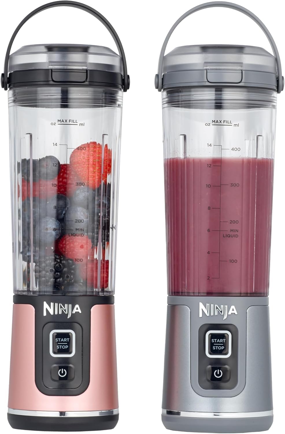 Detalle de Ninja Blast Tragbarer Mixer & Smoothie Maker BC151EUBK – 530 ml, kabellos, USB-C, zerkleinert Eis & gefrorenes Obst