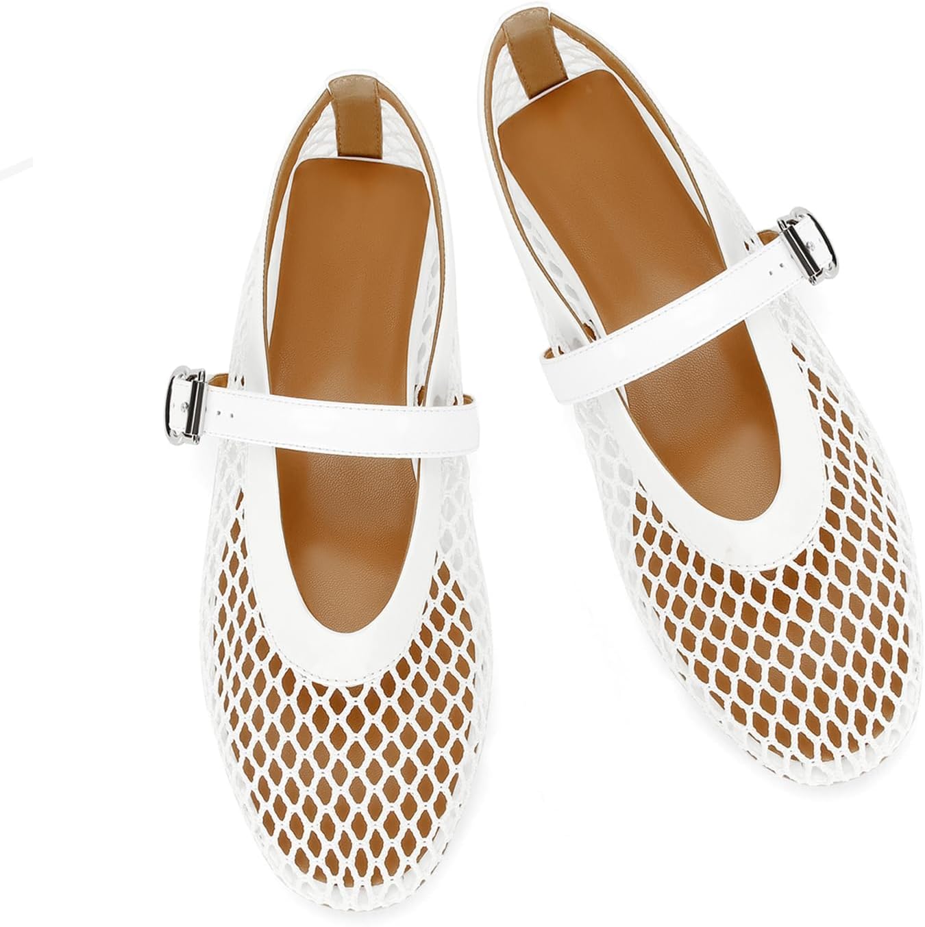 Detalle de DOEYG Mesh Ballet Flats for Women with Buckle Strap