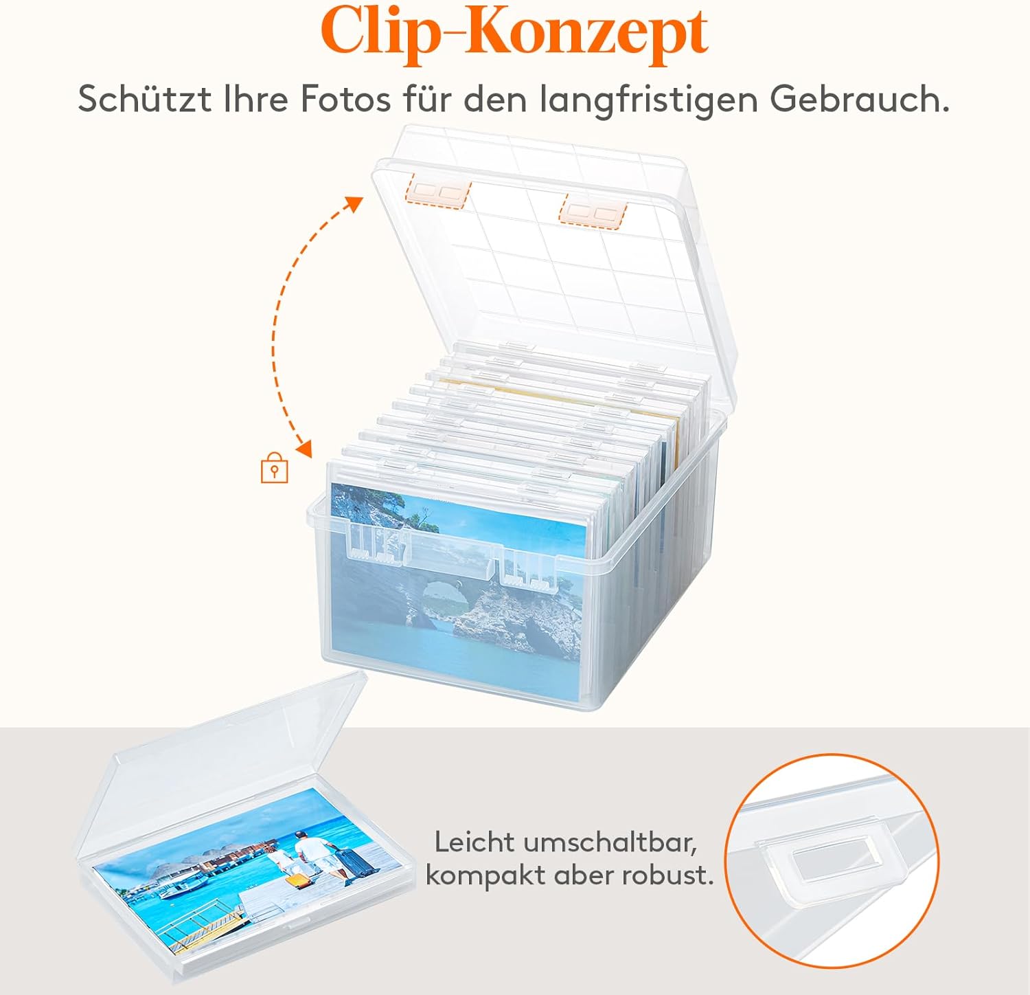 Thumbnail 4 de Lifewit Foto-Aufbewahrungsbox mit 9 Innenhaltern (13x18 cm / 5R), transparentes Kunststoff-Organizer-Set, 2 Stück