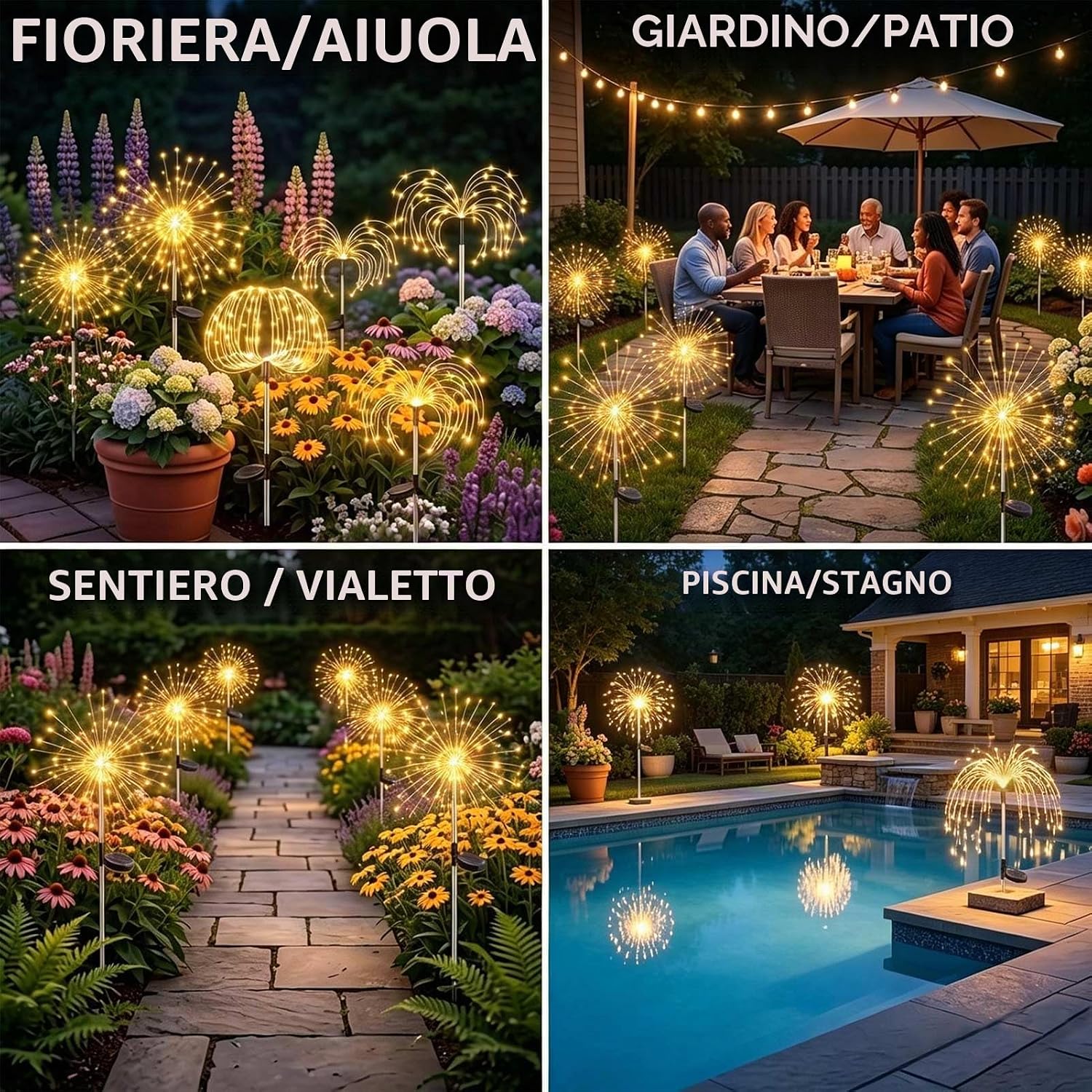 Detalle 2 de Joycome Luci Solari da Giardino 2 Pezzi: Lampioni Solari con 120 LED, IP65, 8 Modalità e Memoria