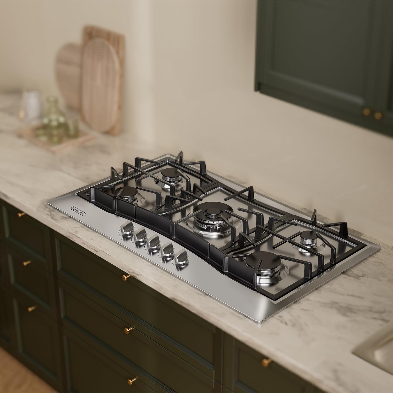 Detalle 2 de Empava 36 Inch Built-In Gas Cooktop, 5 SABAF Burners, LPG/NG Convertible
