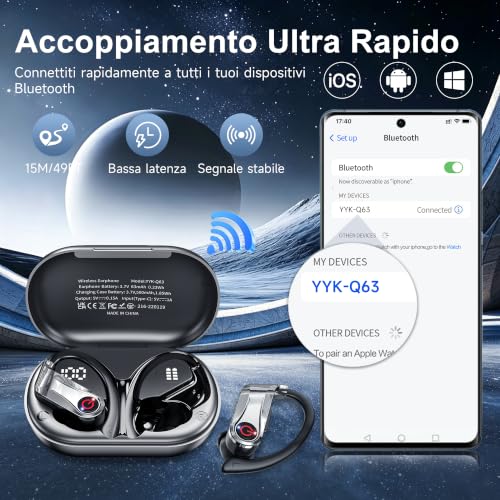 Thumbnail 6 de VNMN 2026 Cuffie Bluetooth 6.1 Sport: audio Hi‑Fi, ANC ENC e 120h di autonomia