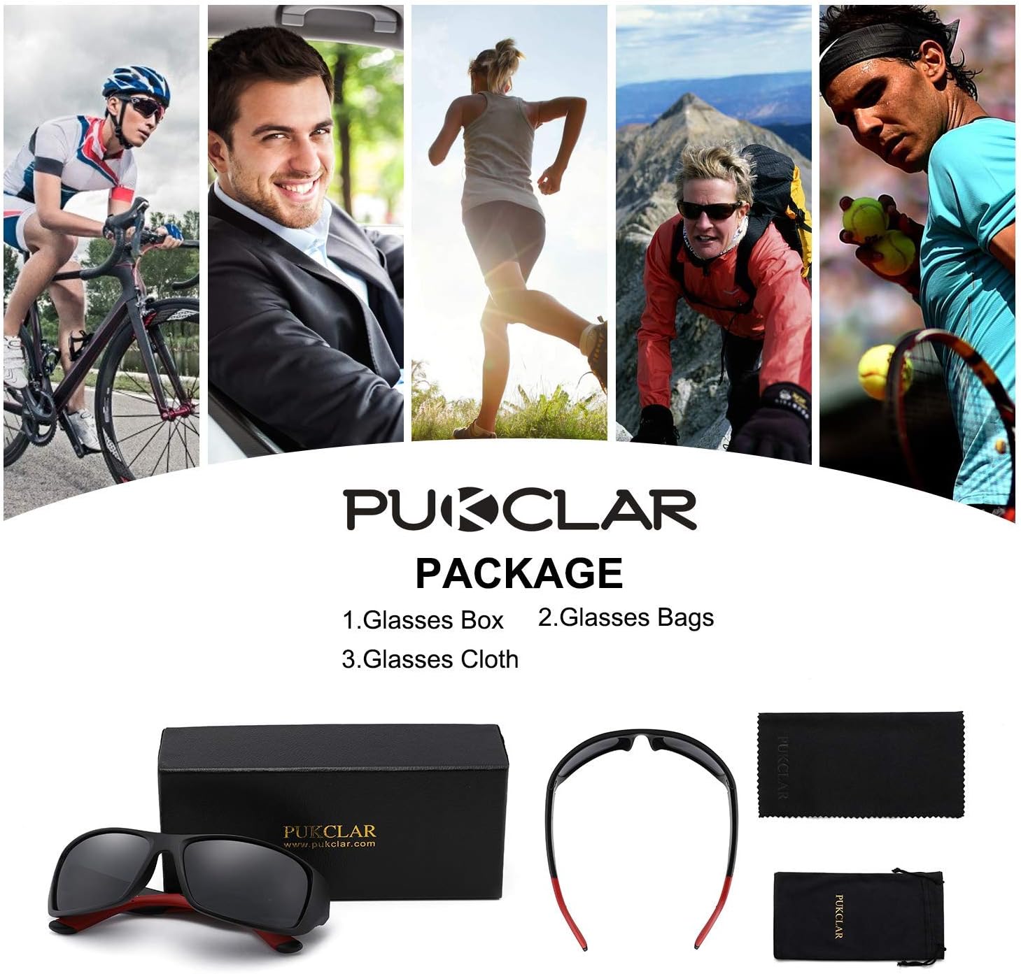 Detalle de PUKCLAR Lunettes de soleil Homme Polarisées avec Protection UV400 et Monture TR90 ultralégère – Vision HD Anti-Reflets
