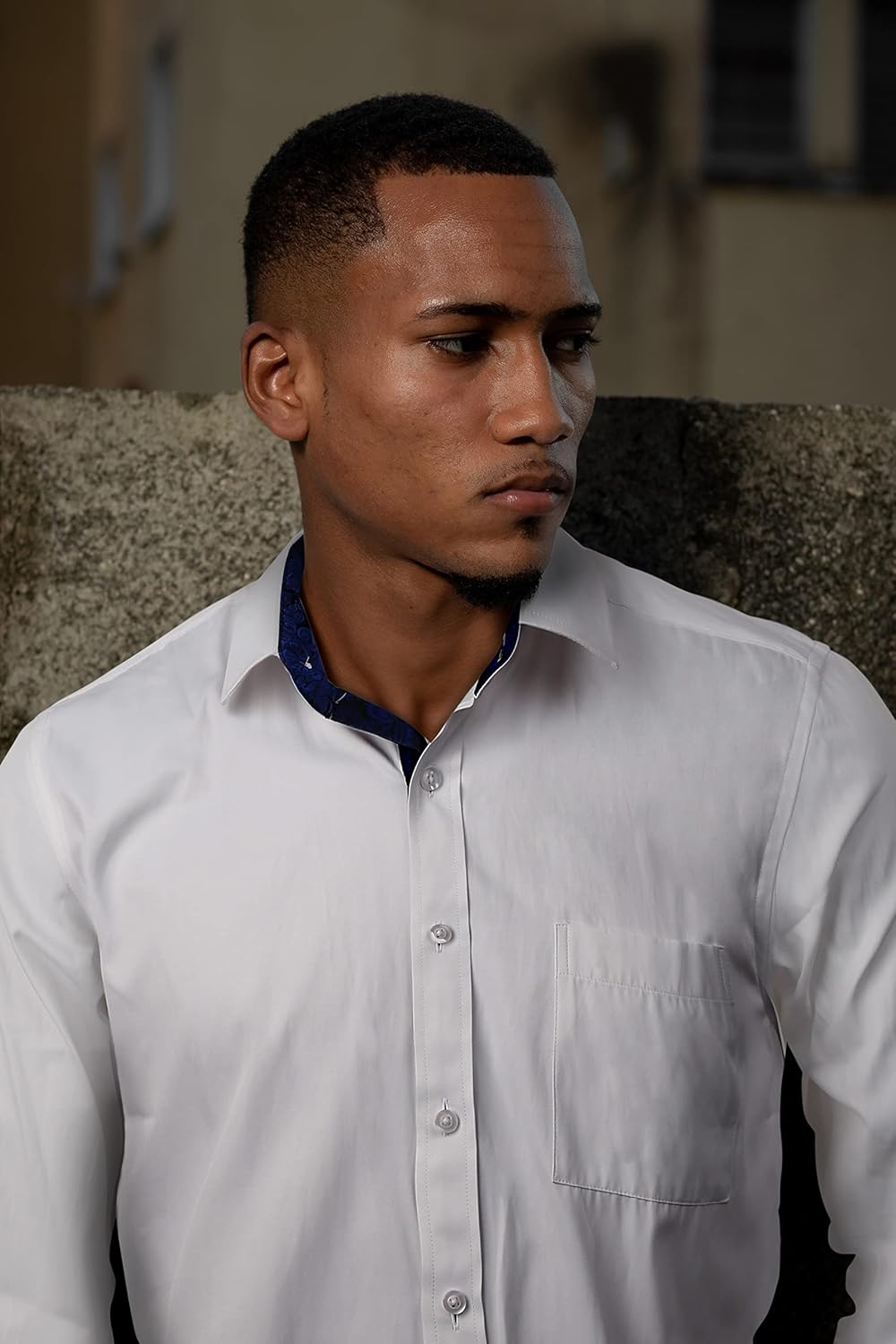 Thumbnail 6 de Alizeal Mens Business Slim Fit Dress Shirt Long Sleeve Patchwork Button Closure Shirt