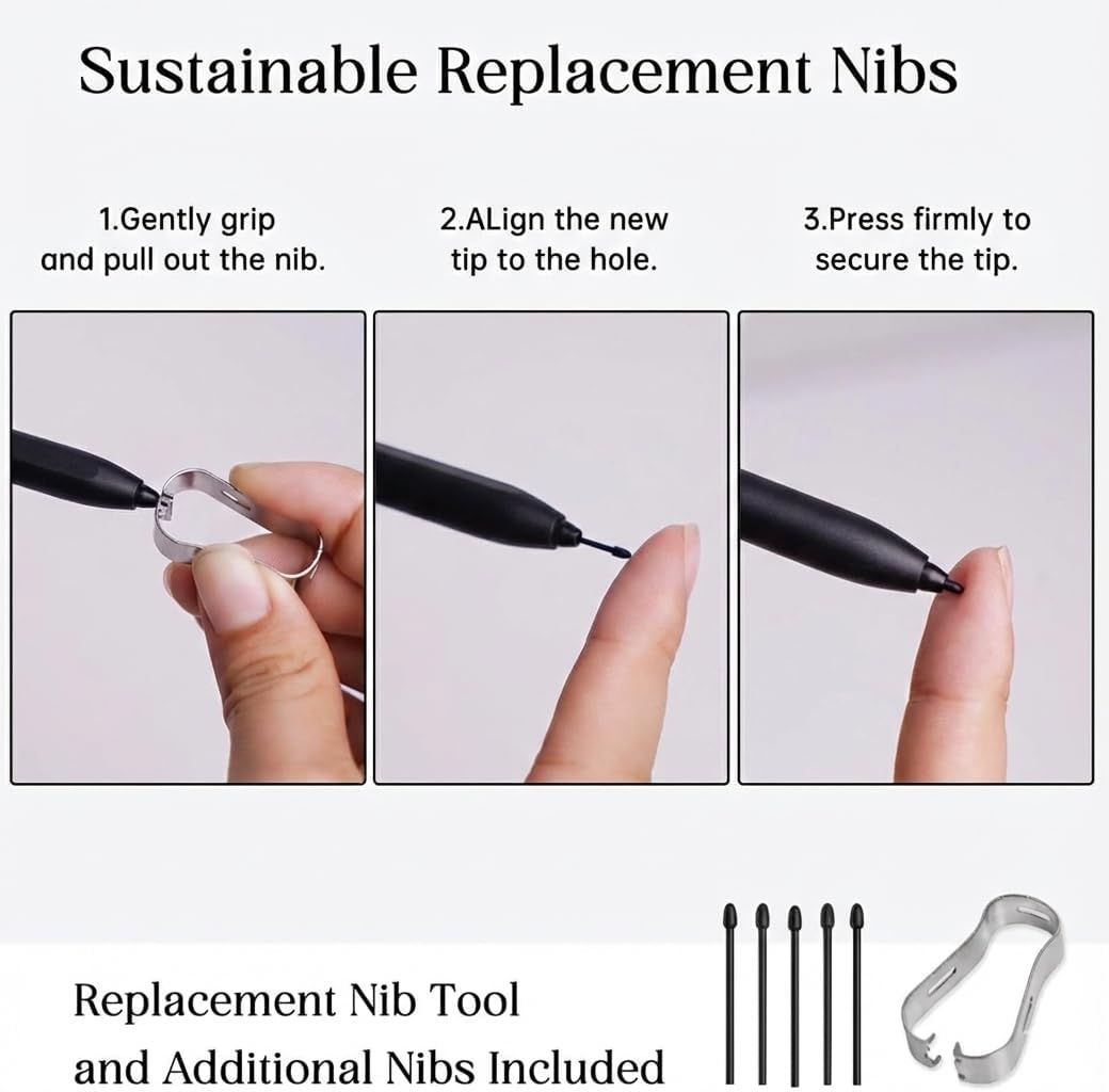 Detalle de Stylus Pen for Remarkable 2: EMR Pencil with Eraser, 4096 Pressure, Palm Rejection & Magnetic Attachment