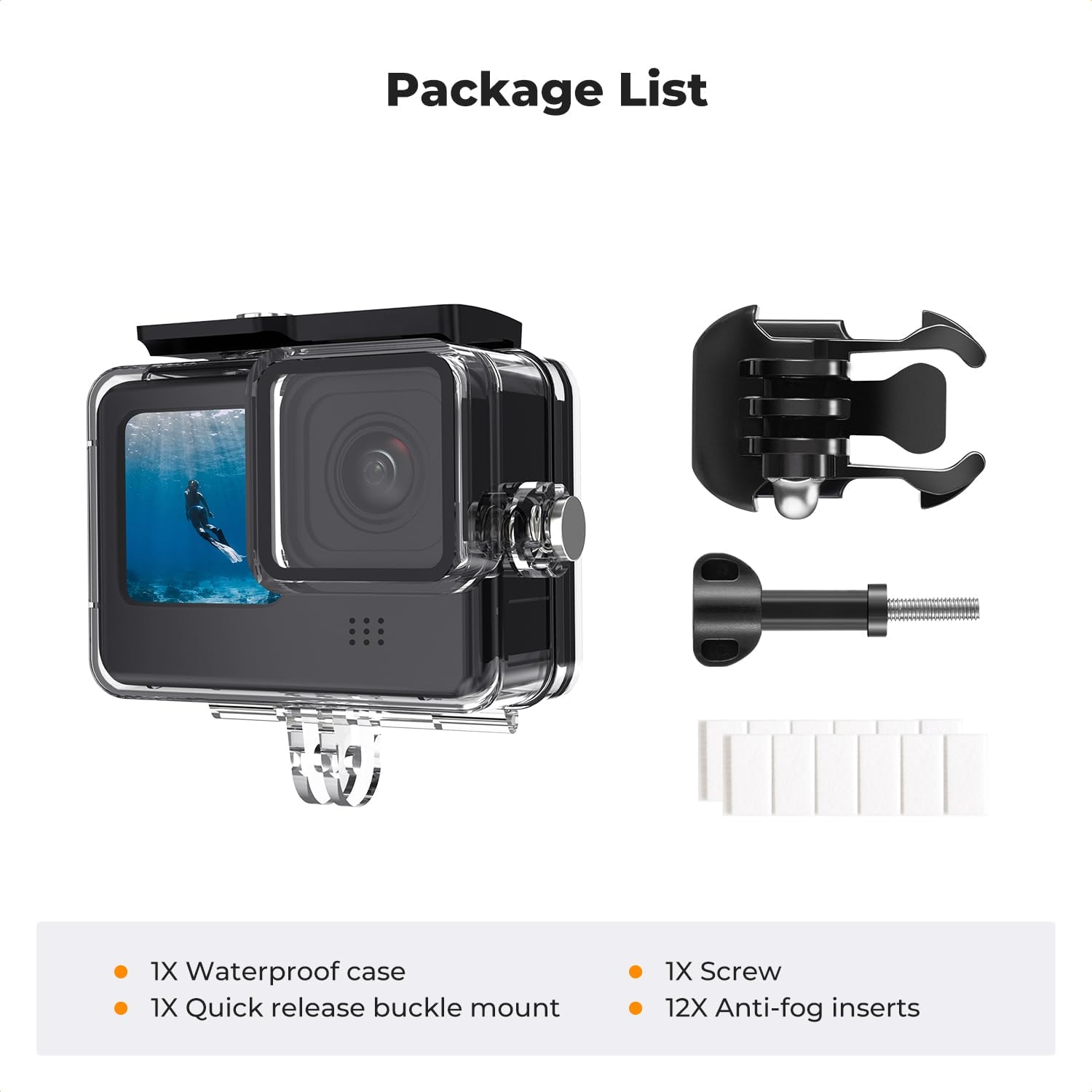 Detalle de K&F CONCEPT 60M Waterproof Case for GoPro Hero 9–13 Black: Underwater Shell and Accessory Bracket