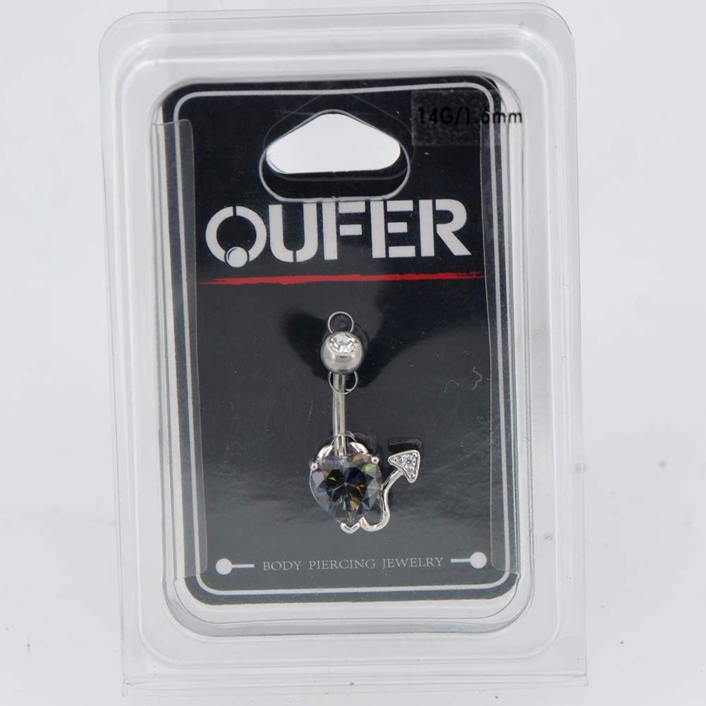 Thumbnail 5 de OUFER 14G Piercing Nombril Cœur Zircone