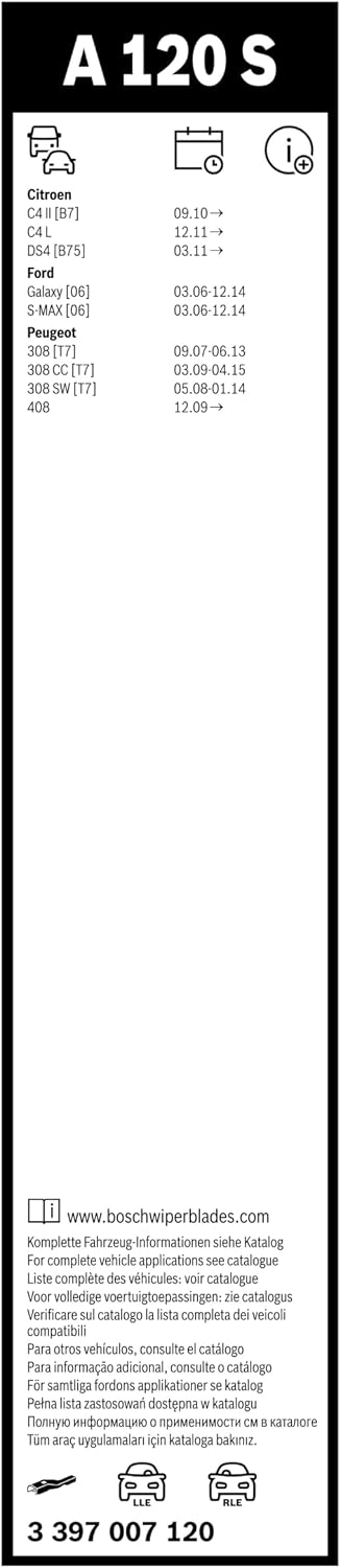 Detalle de Bosch Balais d'Essuie-Glace Plats Aerotwin A120S (750 mm / 650 mm) – Paire Avant