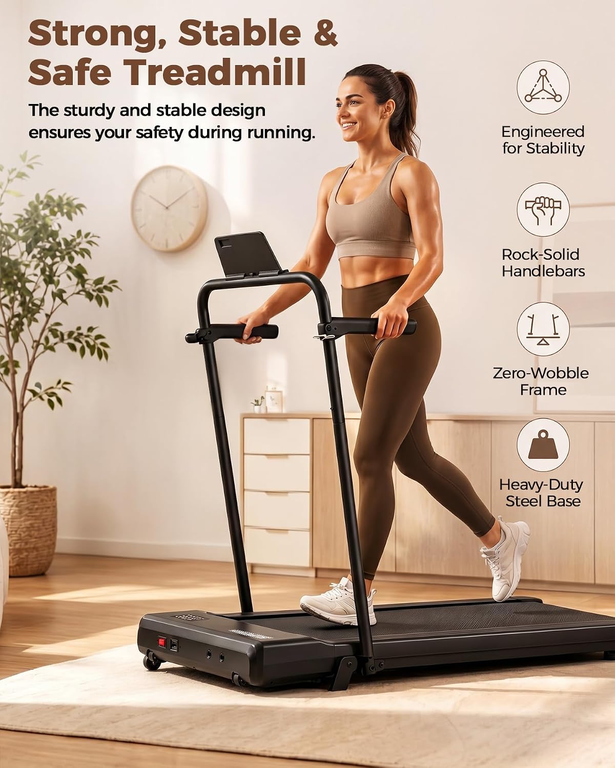Detalle 2 de Superun Walking Pad with Handle Bar Treadmill, 2.5 HP, 6% Incline